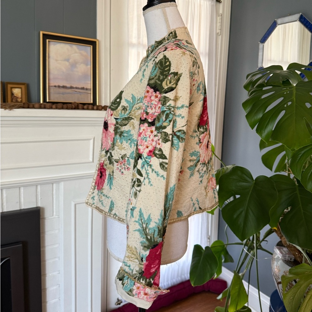 J. Jill RE: Crafted Limited Edition Floral Eyelet Cotton Blazer - Picture 3 of 8